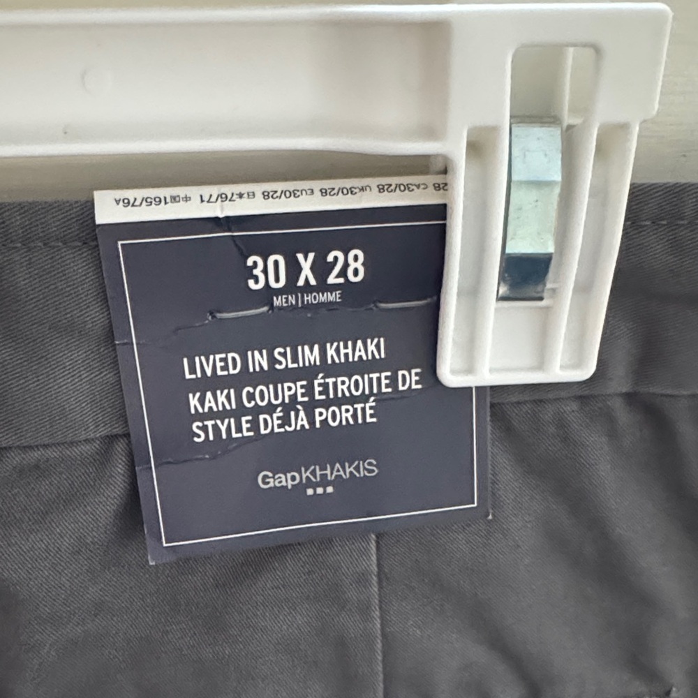 Gap Men’s Gap Khakis Lived-In Slim Khaki Gray Pants Chinos 30x28 NWT - Picture 4 of 5